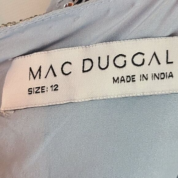 MAC DUGGAL 10839 Slate Blue Sequined Sleeveless Embellished Neckline Gown (12) - Picture 8 of 12